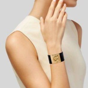Salvatore Ferragamo, Patent leather and Gold hardwear Cuff/Braclet